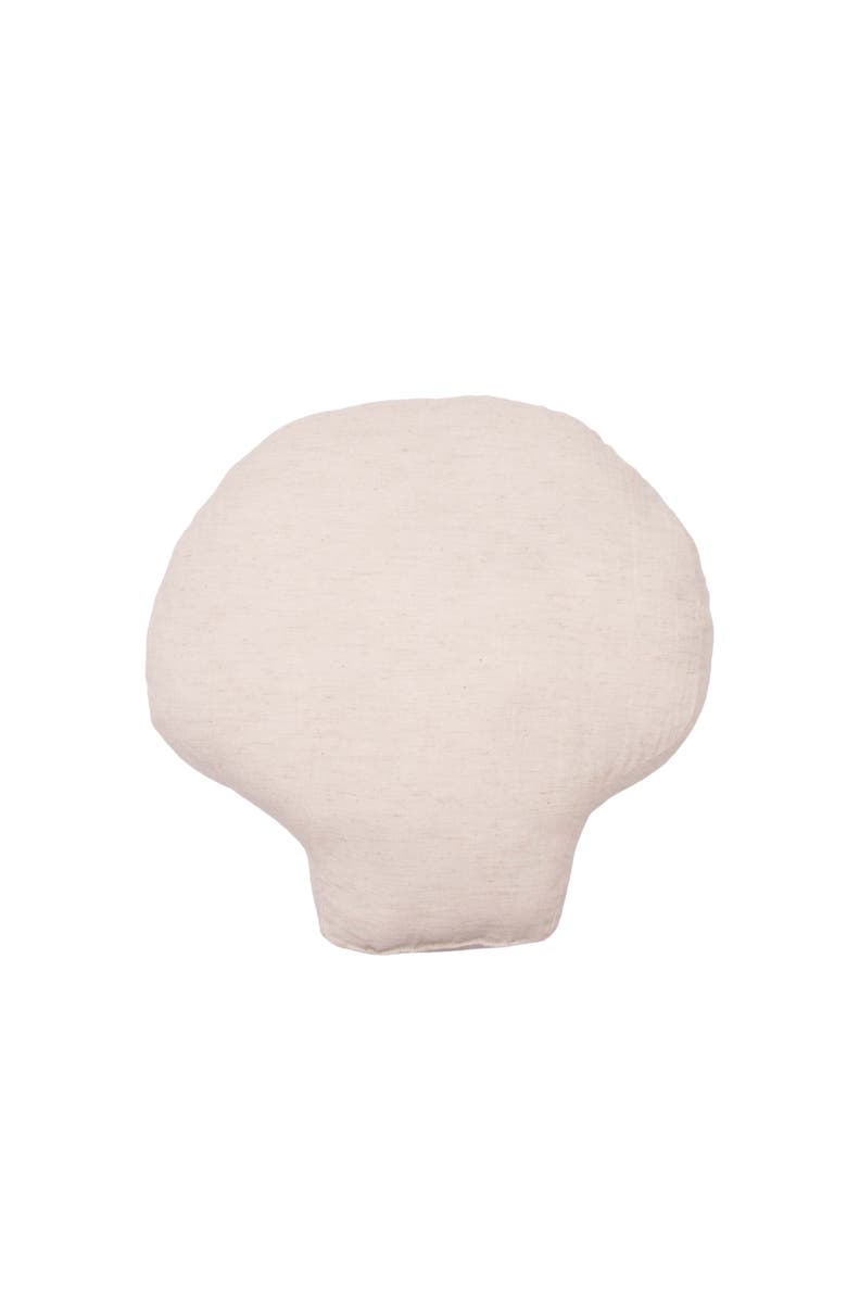 C&F Home Natural Beaded Shell Embellished Woven Shaped Throw Pillow, 14" x 14", Alternate, color, Beige