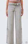 MANGO TEEN Buckle Low Rise Wide Leg Cargo Jeans