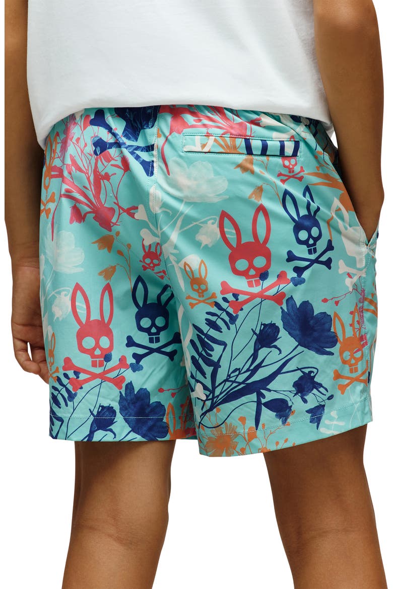 Kids' Santino Print Swim Trunks, Alternate, color, AQUA HAZE