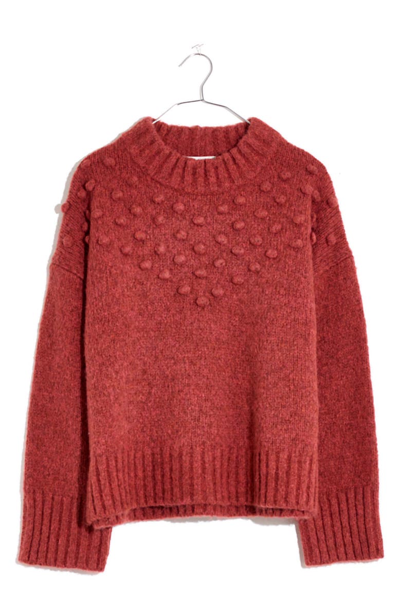 Madewell Placed Bobble Mock Neck Sweater, Alternate, color, 