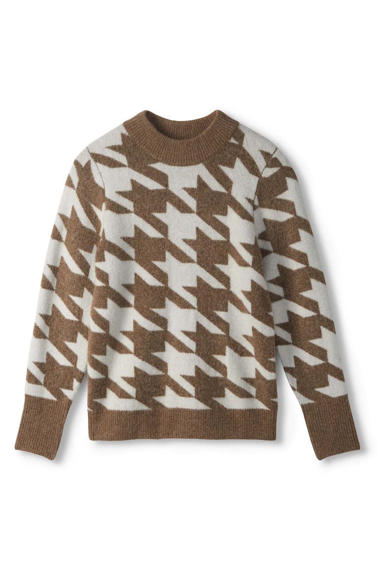Everywhere Houndstooth Mock Neck Sweater, Alternate, color, OATMEAL