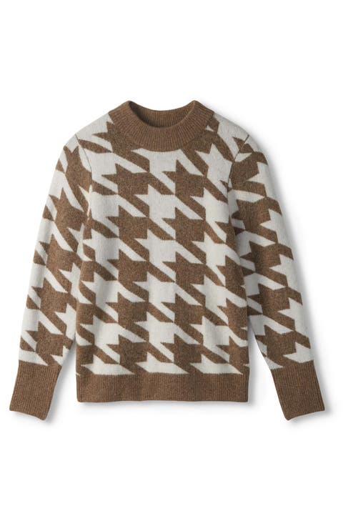 Everywhere Houndstooth Mock Neck Sweater