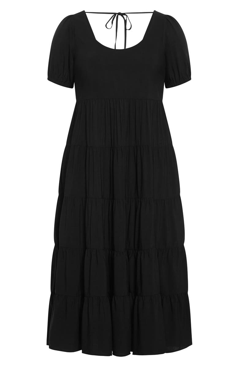City Chic Mila Short Sleeve Maxi Dress, Alternate, color, Black