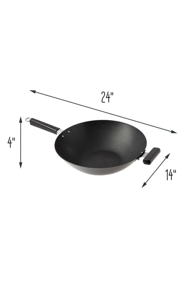 Carbon Steel Ceramic Nonstick Flat Bottom Wok with Phenolic Handles, 14-Inch, Alternate, color, Black