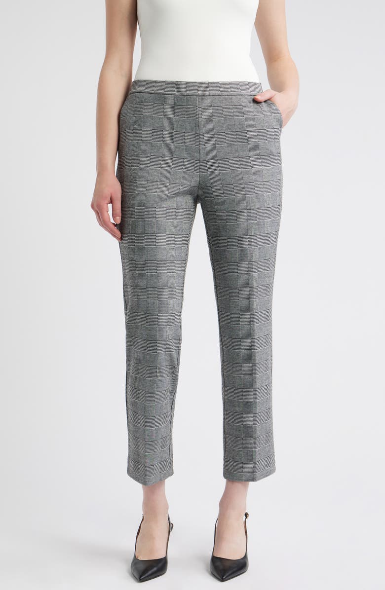 AK ANNE KLEIN High Waist Pull-On Straight Leg Pants, Main, color, Anne Black/ White Dove