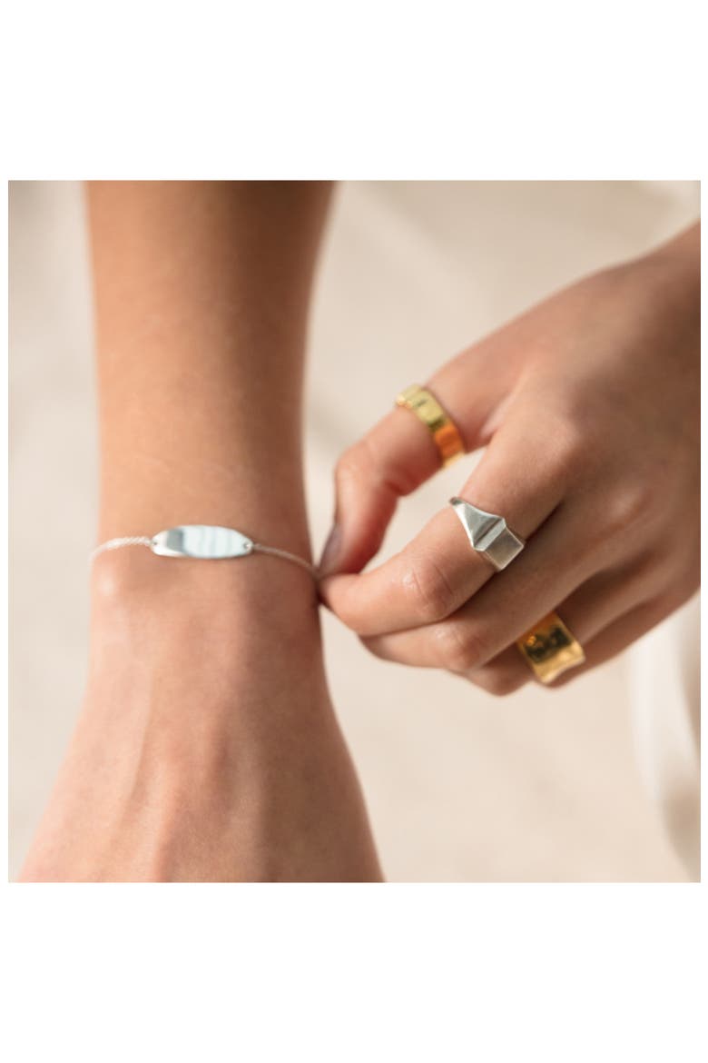 Nura Tiny Oval Plate Bracelet, Alternate, color, SILVER