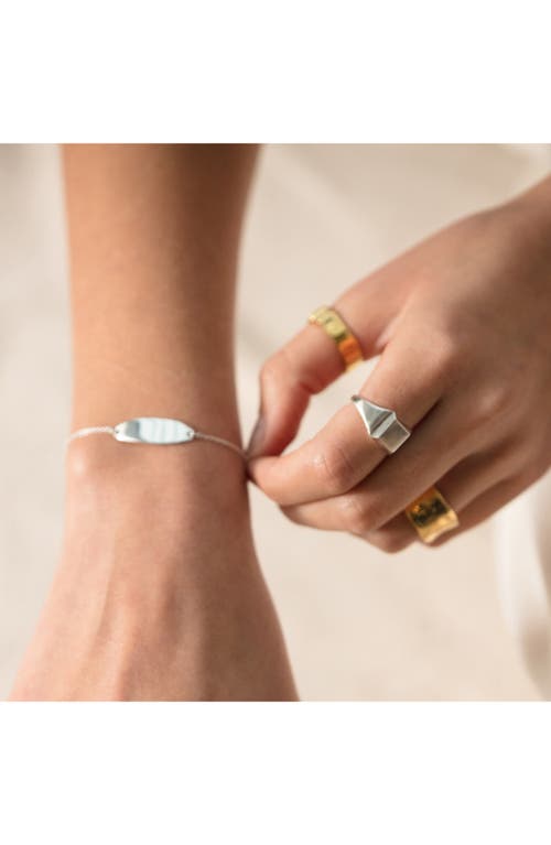 Monica Vinader Nura Tiny Oval Plate Bracelet In Silver