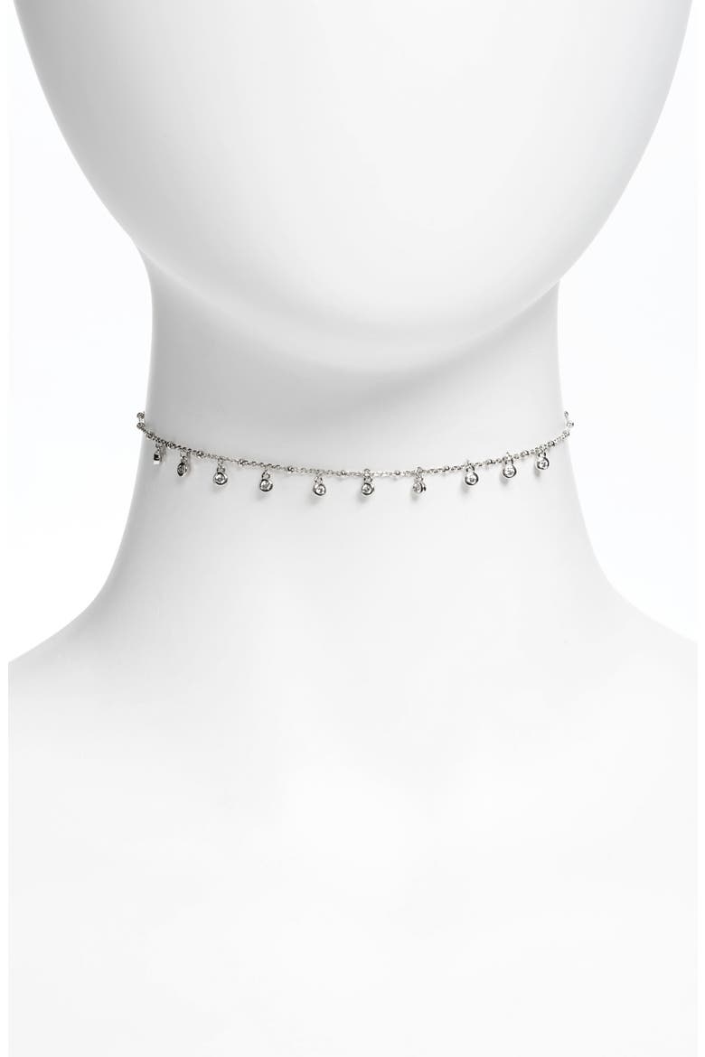 Crystal Bezel Choker, Alternate, color, SILVER