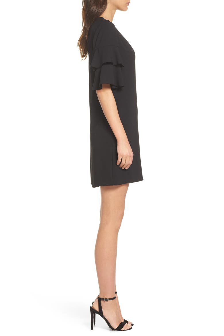 Ruffle Sleeve Shift Dress, Alternate, color, BLACK