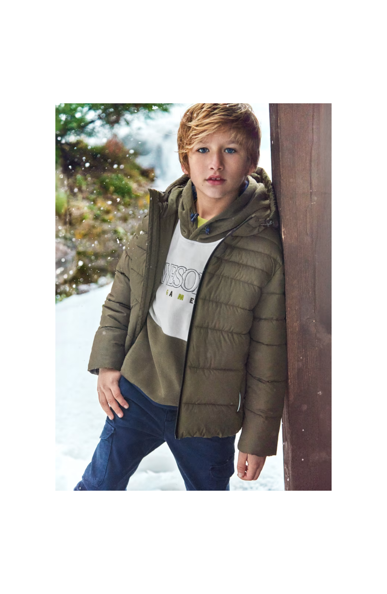 Mayoral Quilted Coat With Reflective Details, Alternate, color, Grey