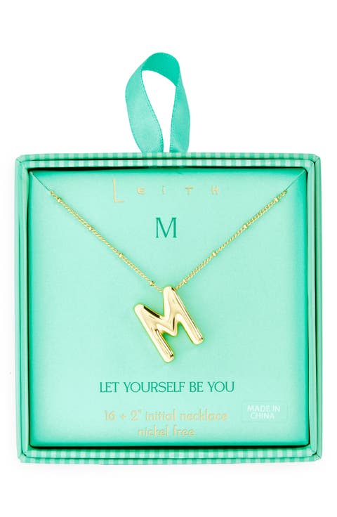 3D Initial Pendant Necklace