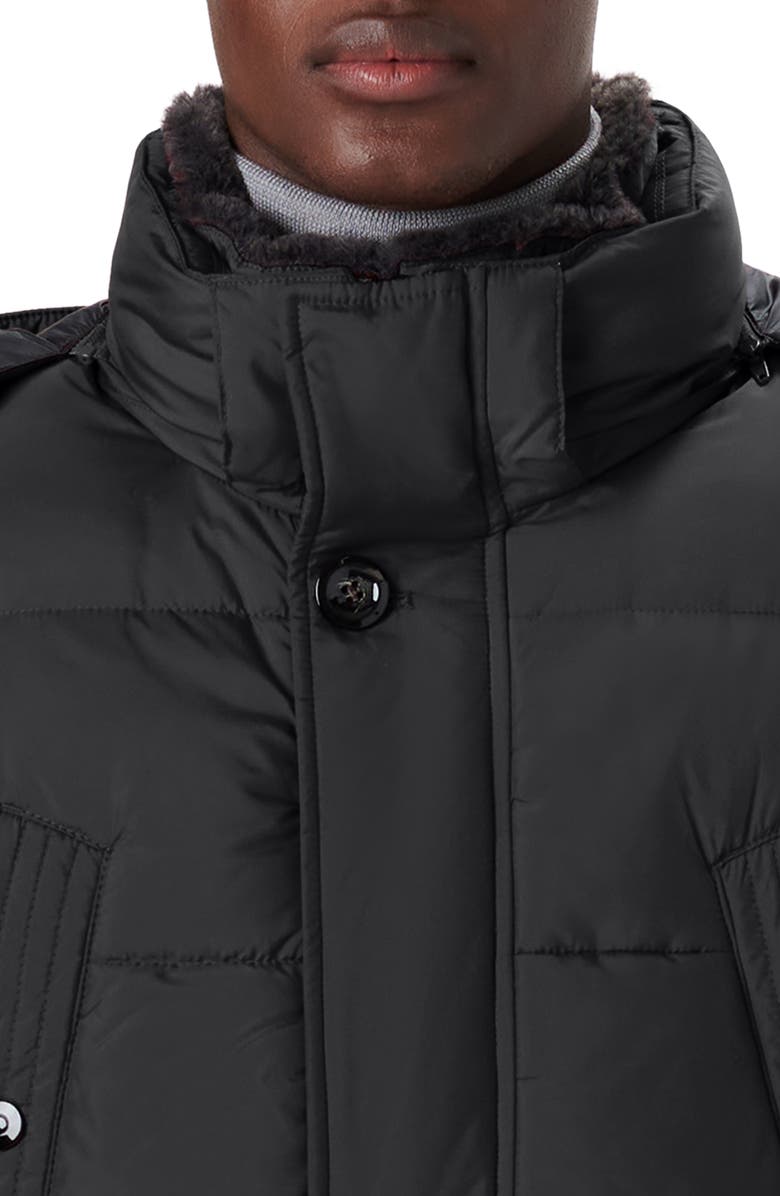 Bugatchi Faux Fur Collar Water Repellent Puffer Coat, Alternate, color,