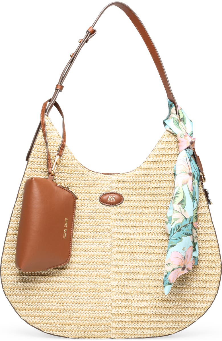 Anne Klein Woven Hobo Shoulder Bag, Main, color, Hazelnut