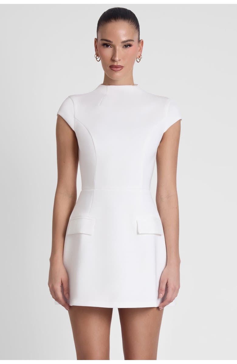 LEAU Cote Cap Sleeve Pocket Mini Dress, Main, color, White