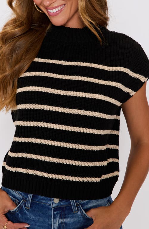 Vici Collection Quinn Stripe Mock Neck Cotton Blend Sweater In Black