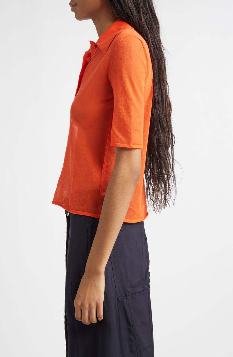 PLAN C Cotton Blend Polo Sweater, Alternate, color, Poppy