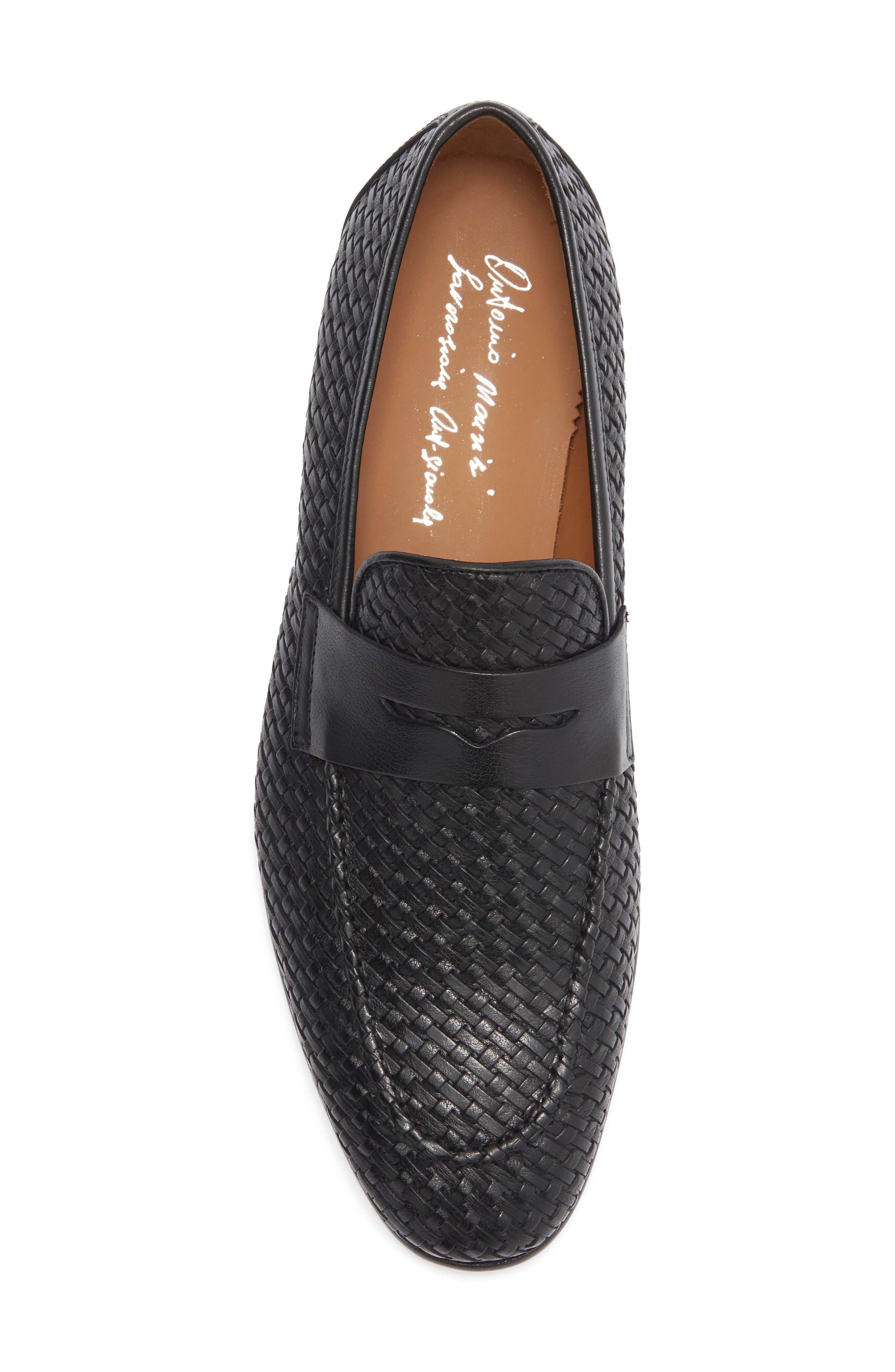 ANTONIO MAURIZI Woven Penny Loafer, Alternate, color, Nero