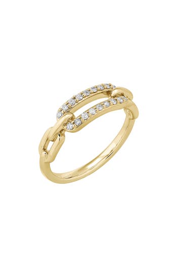 Frankie & Zoe Diamond Paperclip Ring In Gold