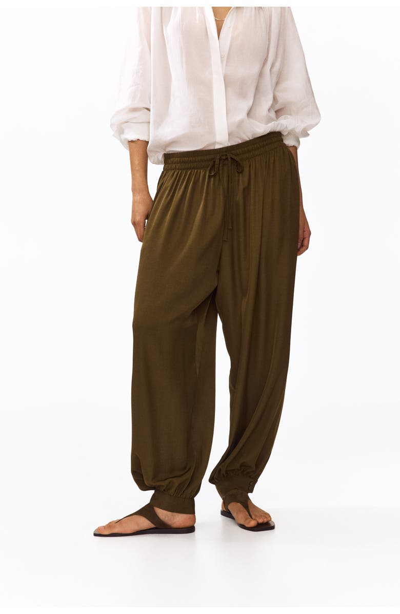 H&M Balloon Drawstring Trousers, Alternate, color, Dark Khaki Green