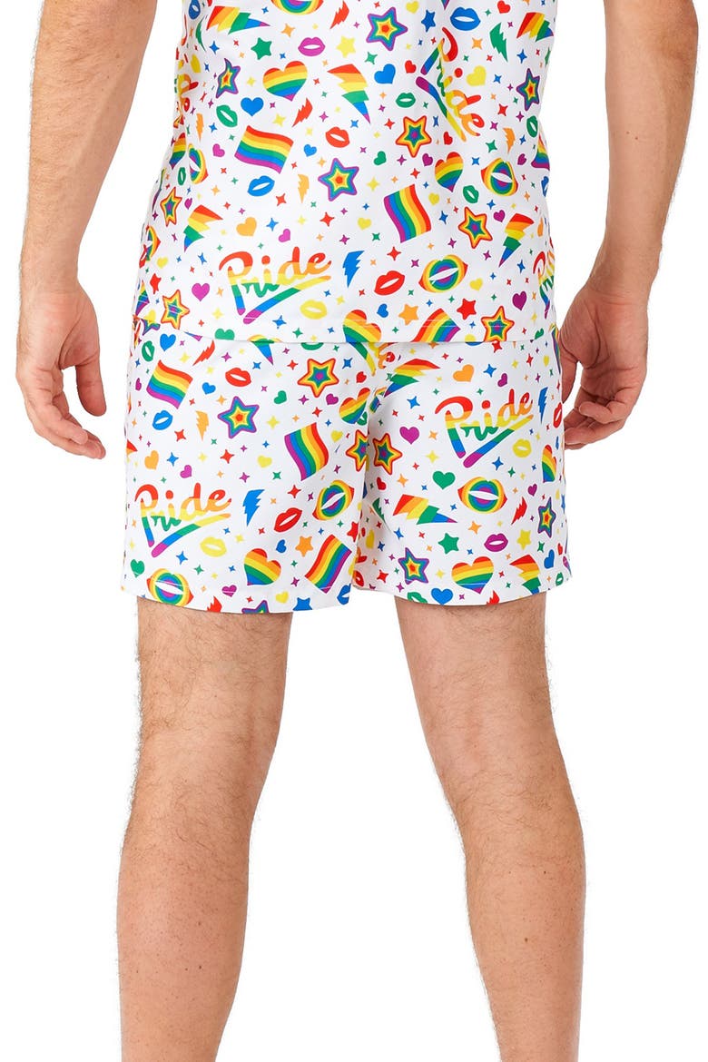 Pride Icons Drawstring Shorts, Alternate, color, WHITE