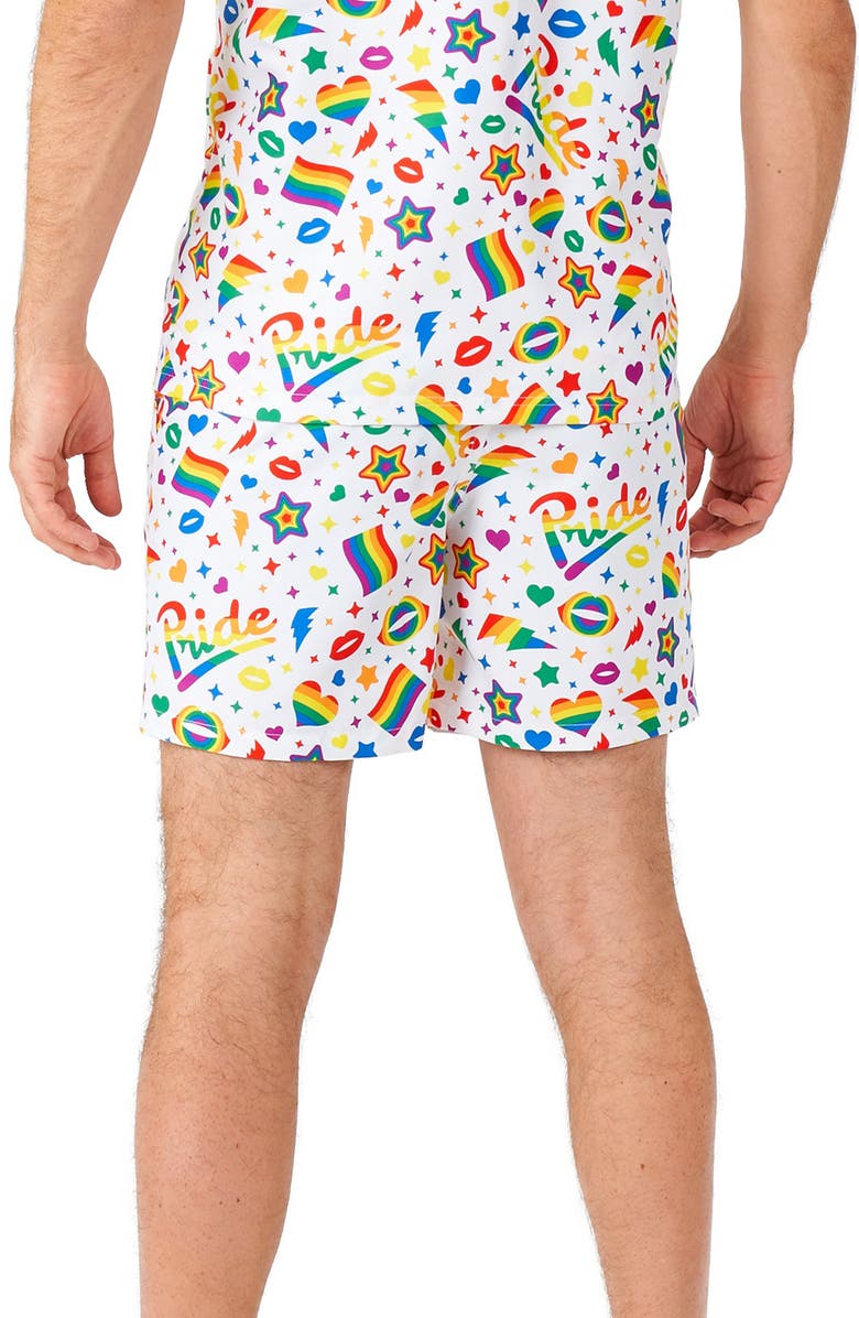 OppoSuits Pride Icons Drawstring Shorts, Alternate, color, White