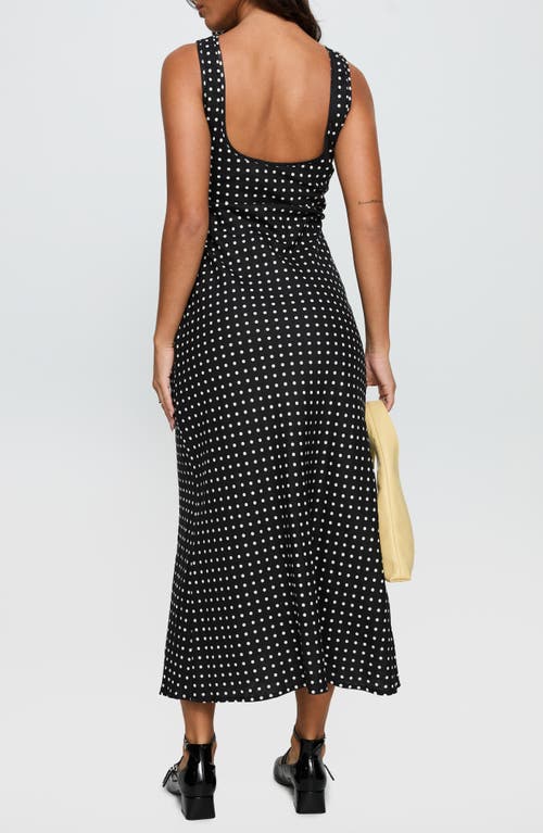 Princess Polly Voyager Polka Dot Linen Blend Dress In Black