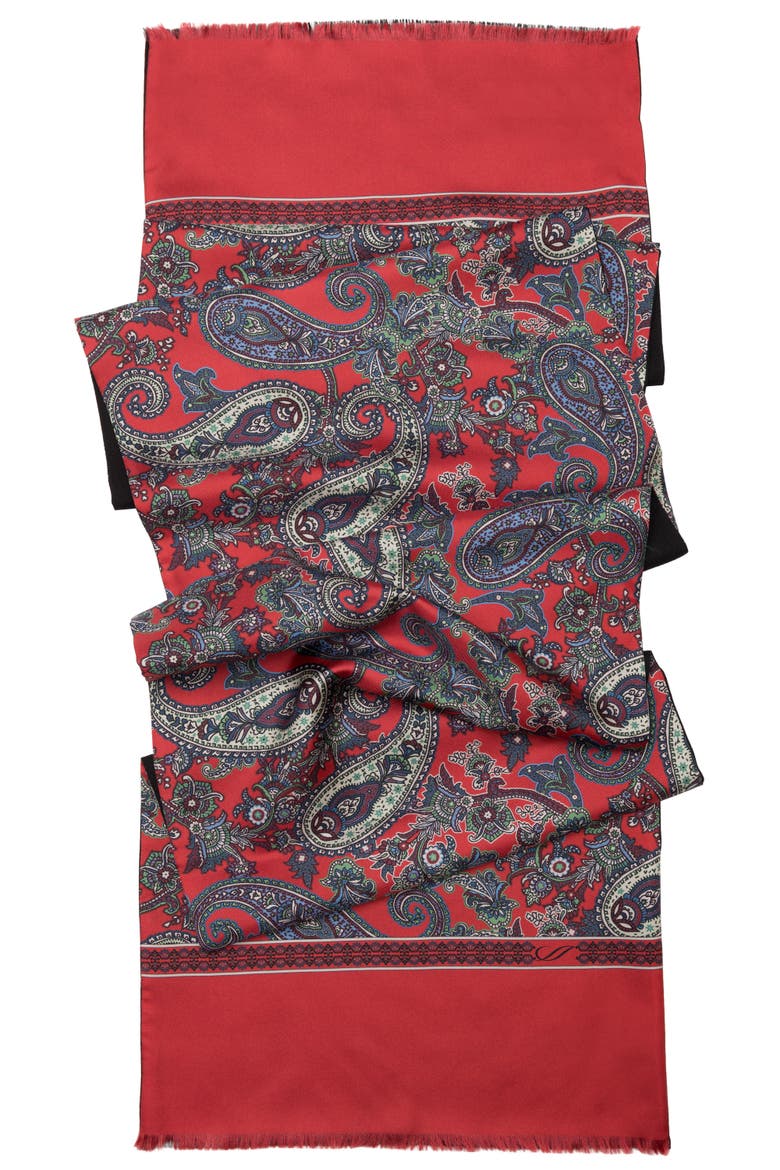 Venezia - Wool Backed Silk Scarf for Men, Alternate, color, Red
