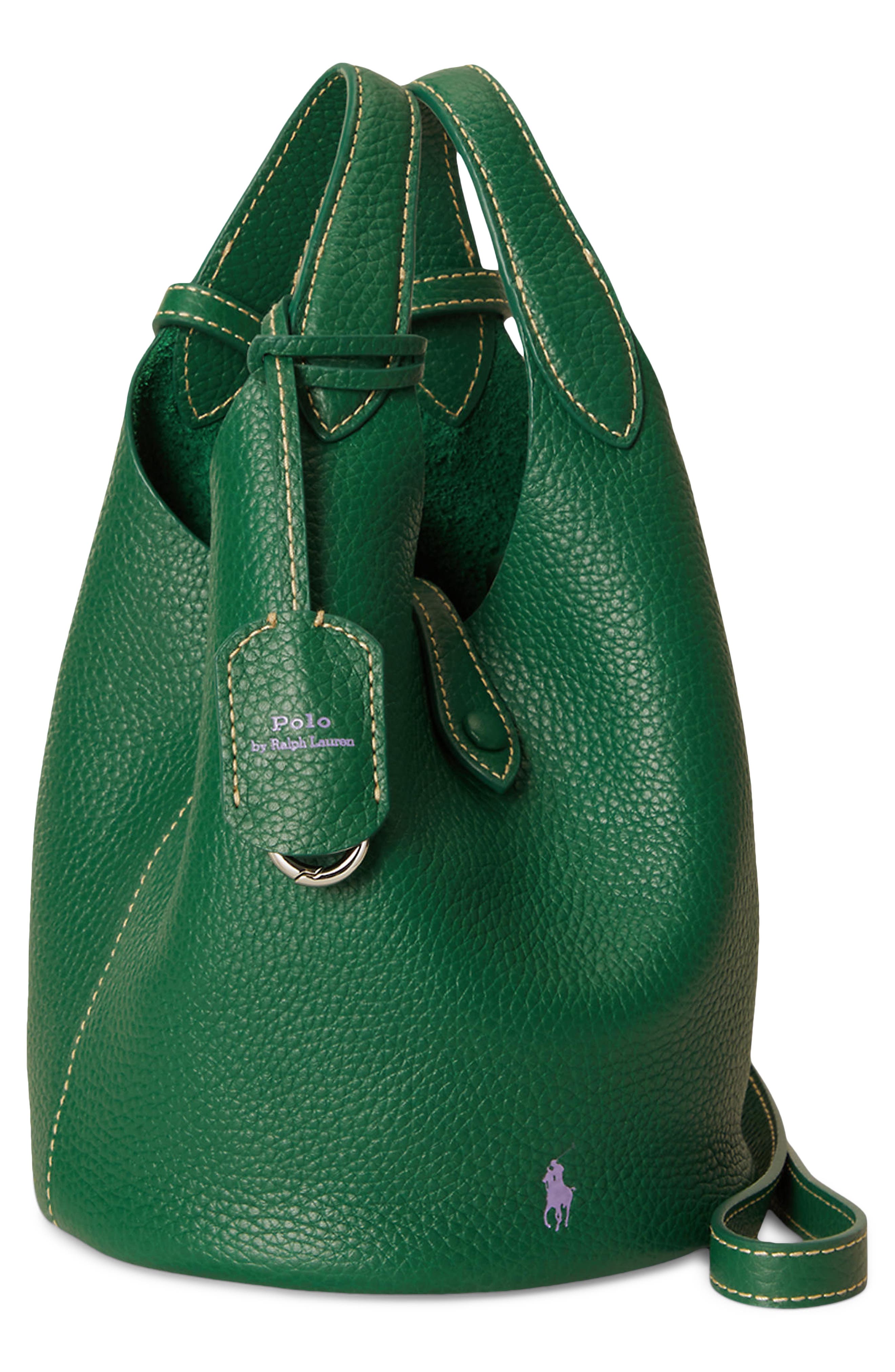 Small Polo Play Pebble Leather Crossbody Tote, Alternate, color, JUNIPER