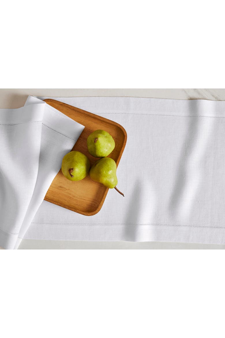 Linen Table Runner - Sonoma Hemstitch, Alternate, color, White