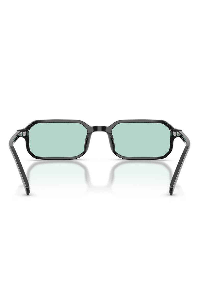 Emporio Armani 54mm Rectangle Sunglasses, Alternate, color, Shiny Black / Light Azure