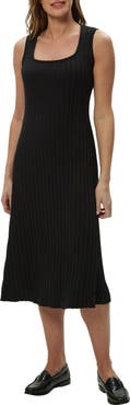 Michael Stars Sofia Wide Rib Sleeveless Cotton Blend Knit Midi Dress