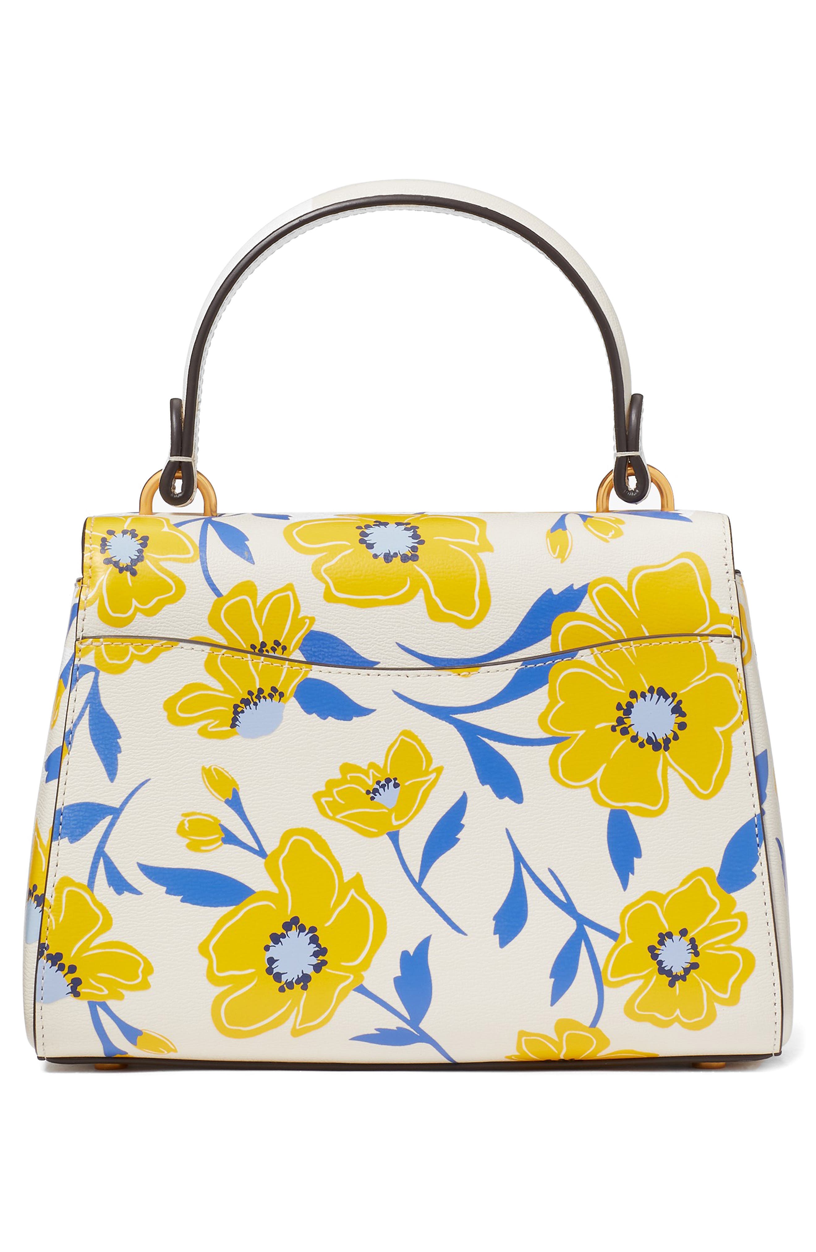 katy sunshine floral textured leather top handle bag, Alternate, color, CREAM MULTI