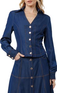 CIEBON Kaylee Princess Seam Denim Button-Up Shirt