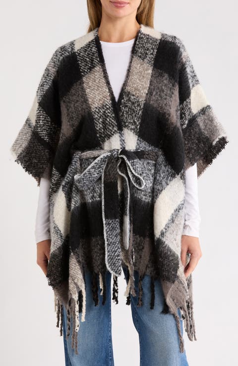 Brushed Plaid Belted Topper