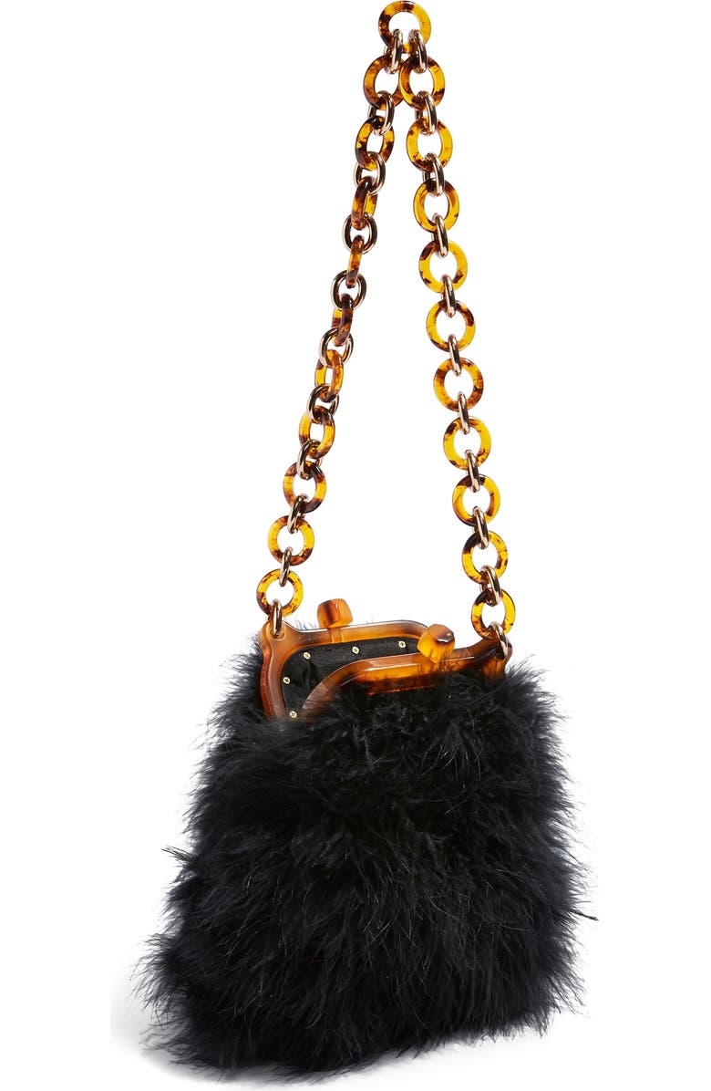 Topshop Marabou Feather Frame Handbag, Alternate, color,