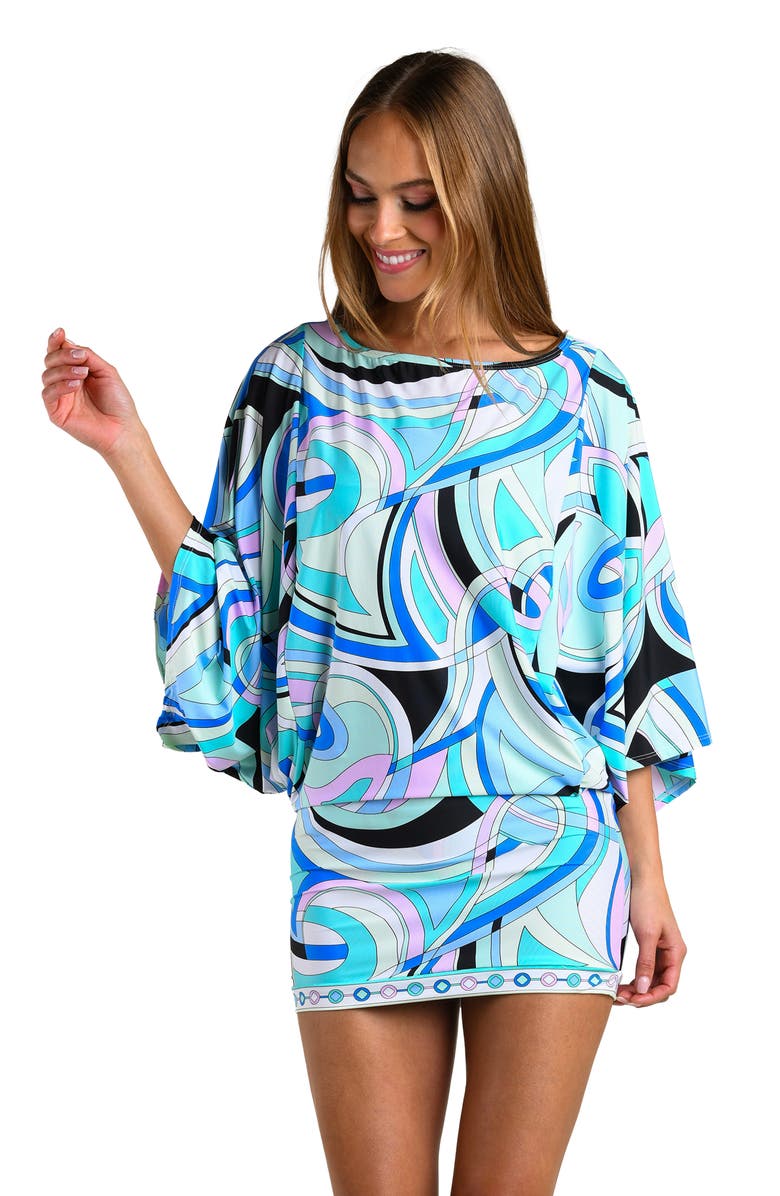 Sunshine 79 Studio Swirl Minidress, Alternate, color, Seafoam