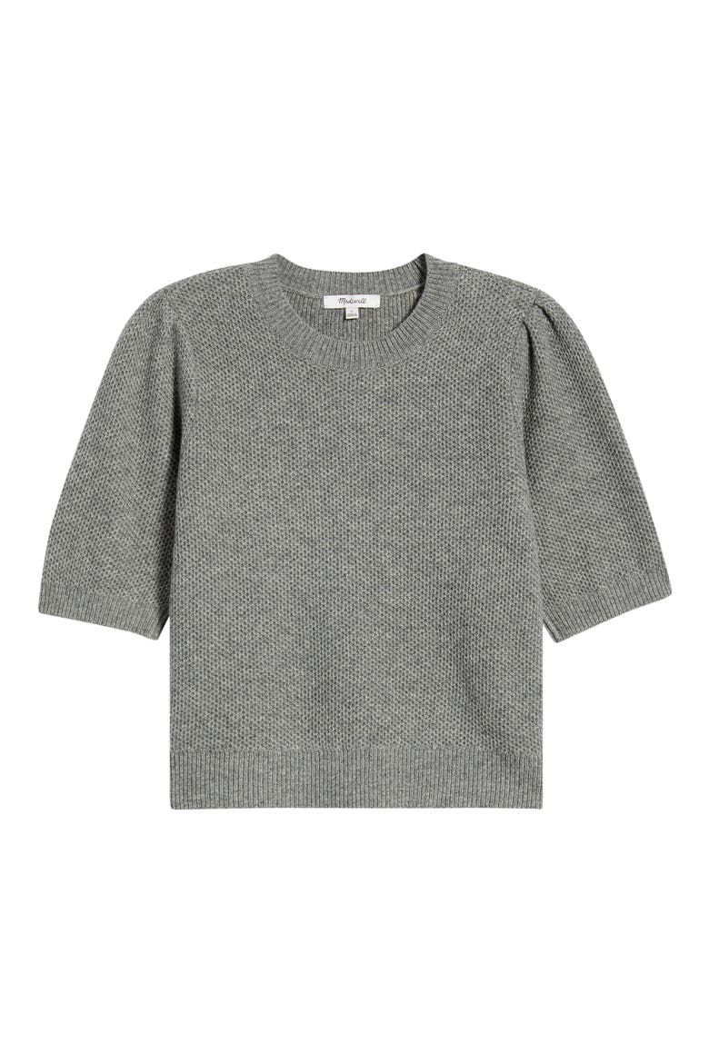 Puff Sleeve Textured Sweater, Alternate, color, HEATHER PEWTER