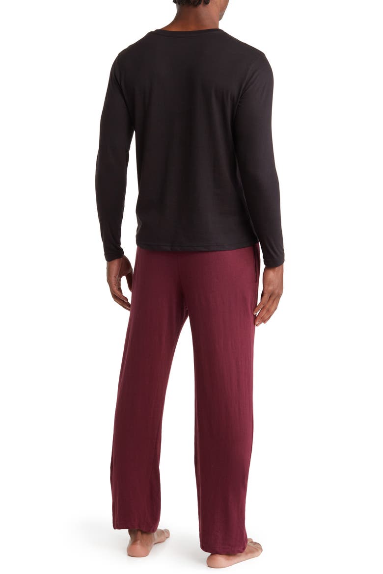 Knit Pajamas, Alternate, color, BLACK WITH BURGUNDY