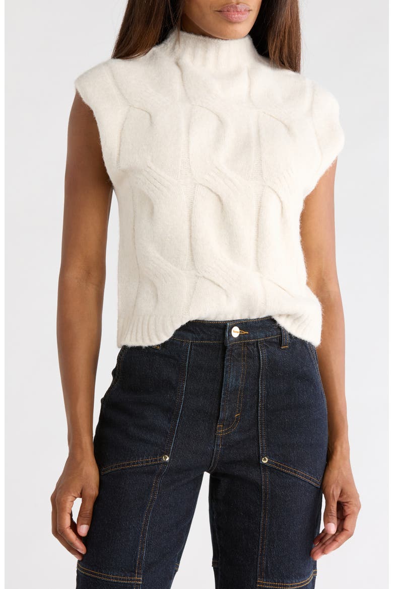Cable Stitch Mock Neck Sweater Vest, Main, color, TURTLEDOVE