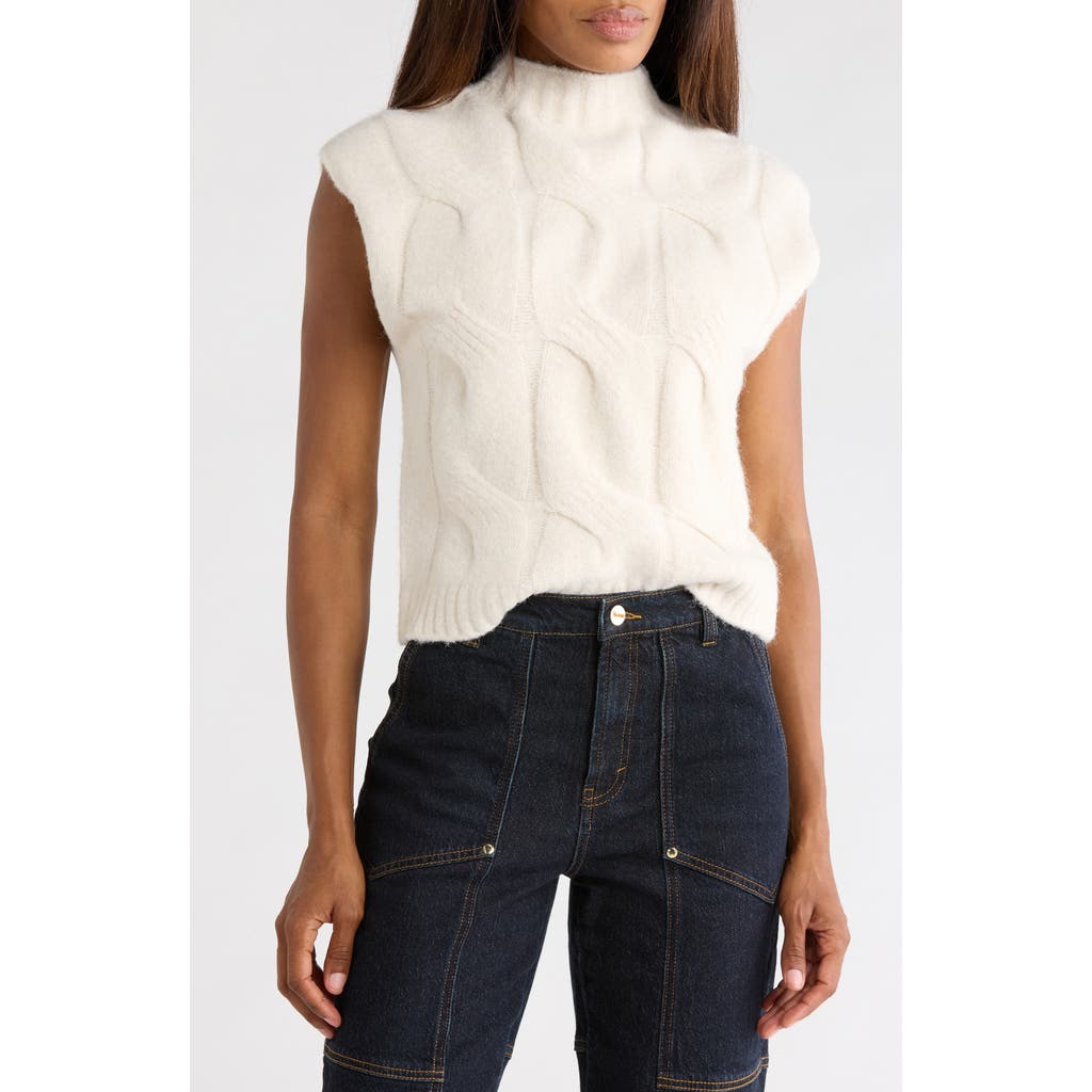 Habitual Cable Stitch Mock Neck Sweater Vest In Turtledove