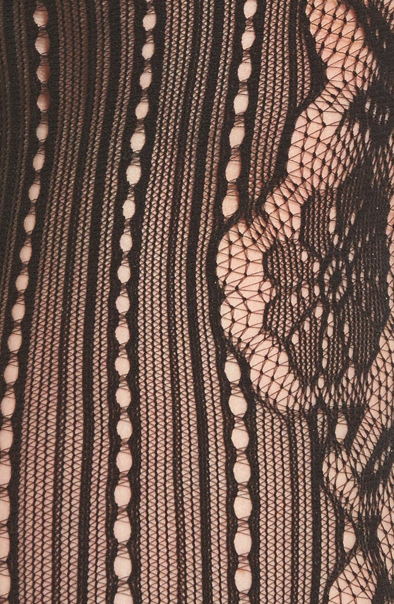 Commando 'Runway' Floral Net Tights, Alternate, color, 