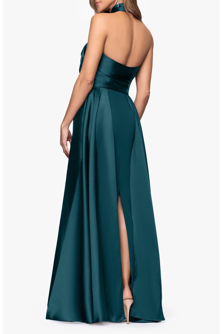 Twist Halter Neck Mikado Scuba Crepe Gown, Alternate, color, PINE