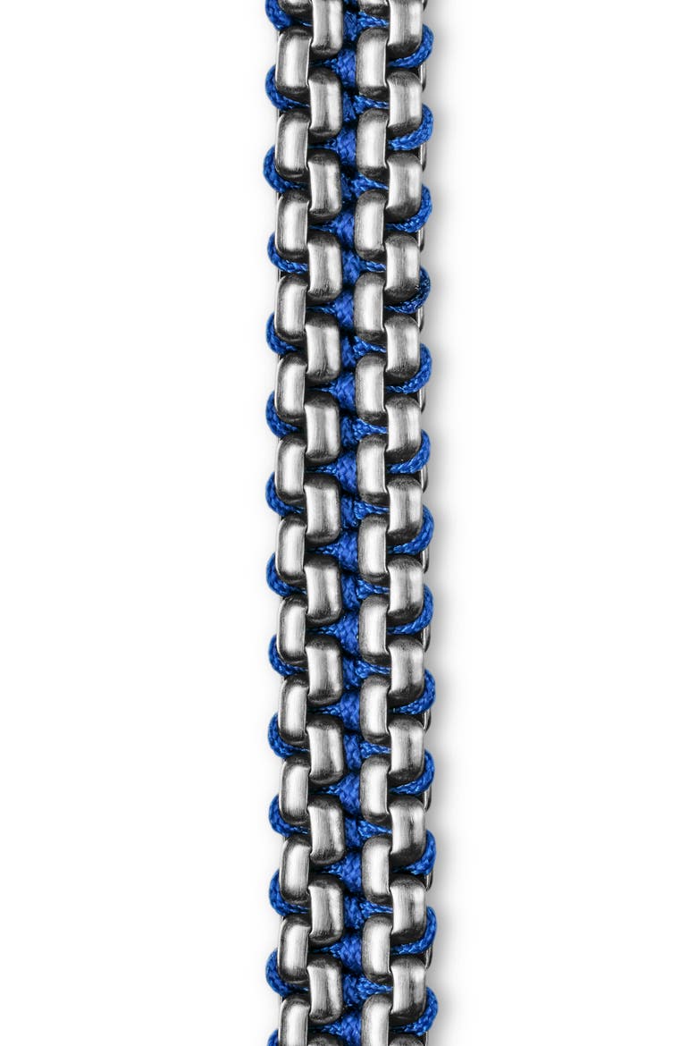 Men's Woven Box Chain Bracelet in Sterling Silver with Nylon, 10mm, Alternate, color, BLUE