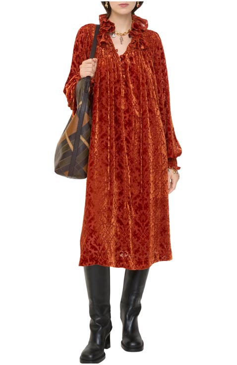 Baroque Silk Blend Velvet Dress