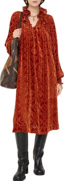 Burberry Baroque Silk Blend Velvet Dress