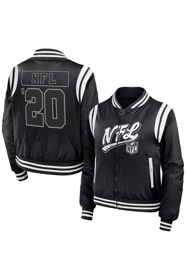 Women's WEAR by Erin Andrews Black Shield Merchandise Bomber Full-Zip Jacket, Main, color, Black