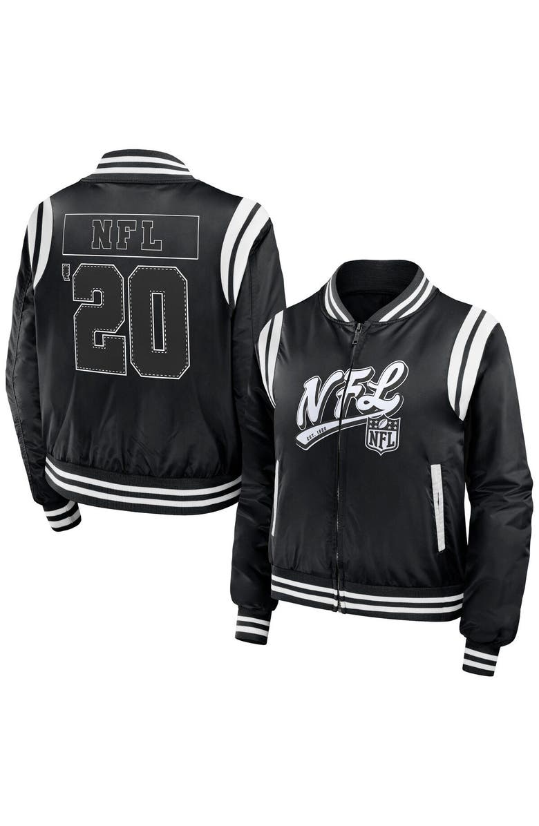 WEAR by Erin Andrews Women's WEAR by Erin Andrews Black Shield Merchandise Bomber Full-Zip Jacket, Main, color, Black