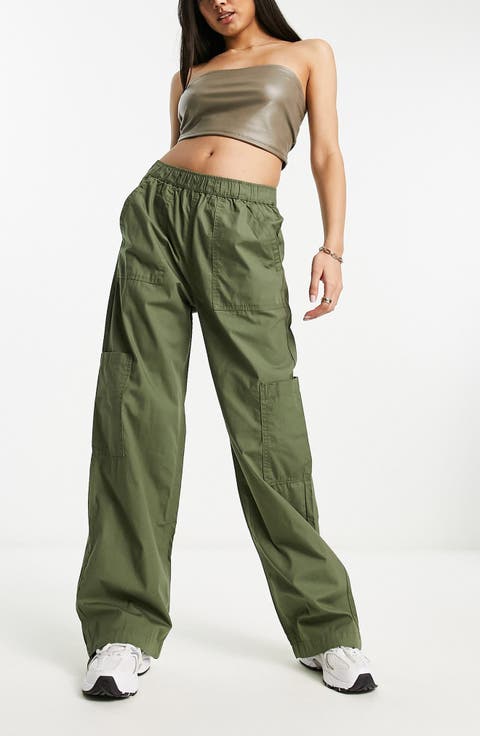 Pull-On Cotton Poplin Cargo Pants