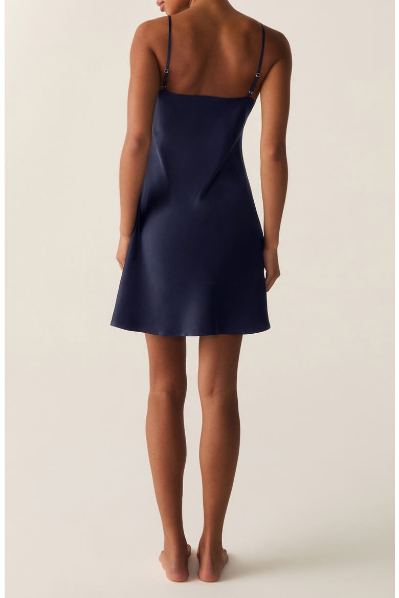 Bijou Silk Slip Nightgown, Alternate, color, NAVY