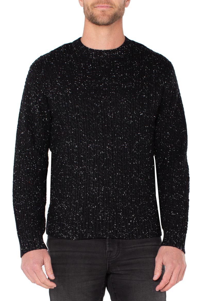 Cable Crewneck Sweater, Main, color, BLACK